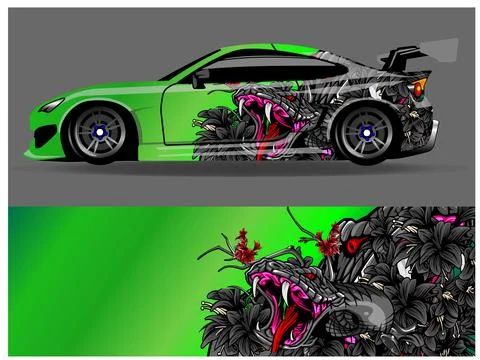 Car wrap design vector. Graphic abstract stripe racing background designs Stock Illustration