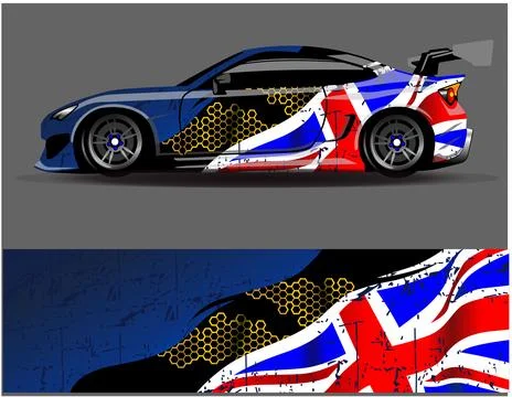 Car wrap design vector. Graphic abstract stripe racing background designs Stock Illustration