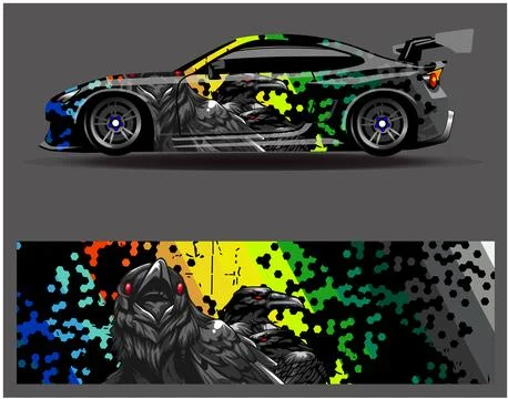 Car wrap design vector. Graphic abstract stripe racing background designs Stock Illustration