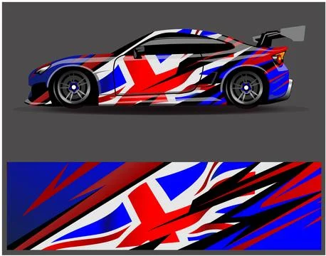 Car wrap design vector. Graphic abstract stripe racing background designs Stock Illustration
