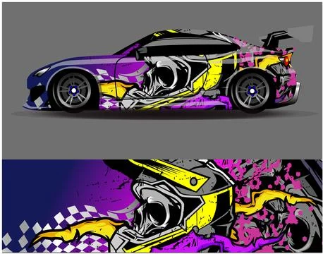 Car wrap design vector. Graphic abstract stripe racing background designs Stock Illustration