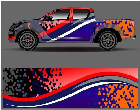 Car wrap design vector. Graphic abstract stripe racing background designs Stock Illustration
