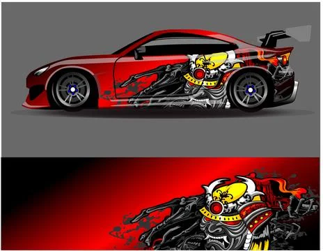 Car wrap design vector. Graphic abstract stripe racing background designs Stock Illustration
