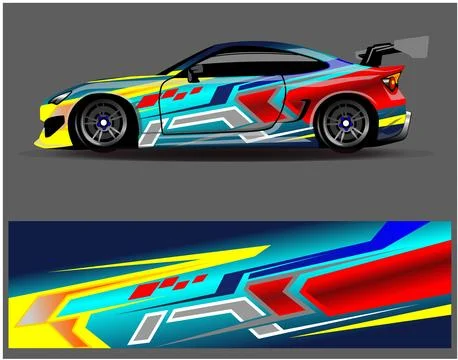 Car wrap design vector. Graphic abstract stripe racing background designs Stock Illustration