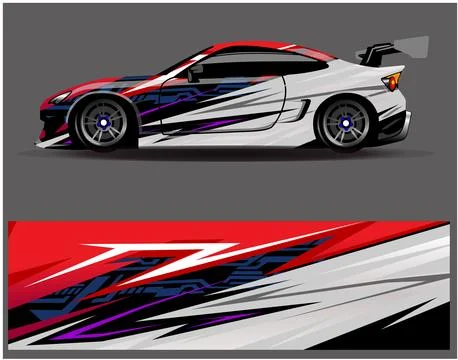 Car wrap design vector. Graphic abstract stripe racing background designs Stock Illustration