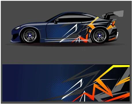 Car wrap design vector. Graphic abstract stripe racing background designs Stock Illustration