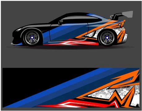 Car wrap design vector. Graphic abstract stripe racing background designs Stock Illustration