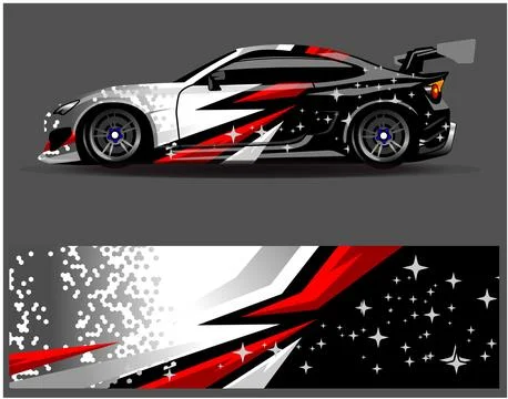 Car wrap design vector. Graphic abstract stripe racing background designs Stock Illustration