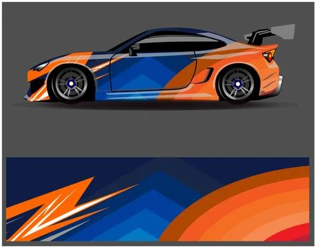 Car wrap design vector. Graphic abstract stripe racing background designs Stock Illustration