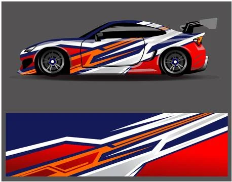 Car wrap design vector. Graphic abstract stripe racing background designs Stock Illustration