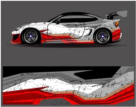 Car wrap design vector. Graphic abstract stripe racing background designs Stock Illustration