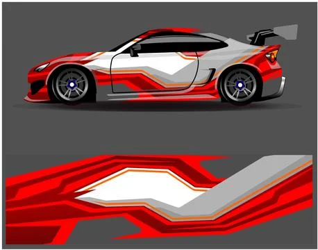 Car wrap design vector. Graphic abstract stripe racing background designs Illustrazione stock