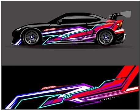 Car wrap design vector. Graphic abstract stripe racing background designs Stock Illustration