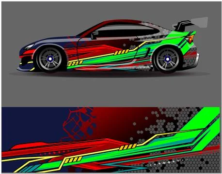 Car wrap design vector. Graphic abstract stripe racing background designs Stock Illustration