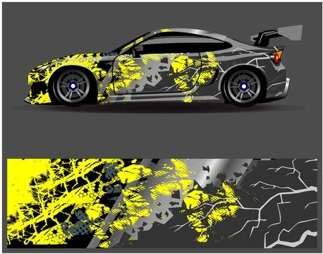 Car wrap design vector. Graphic abstract stripe racing background designs Stock Illustration