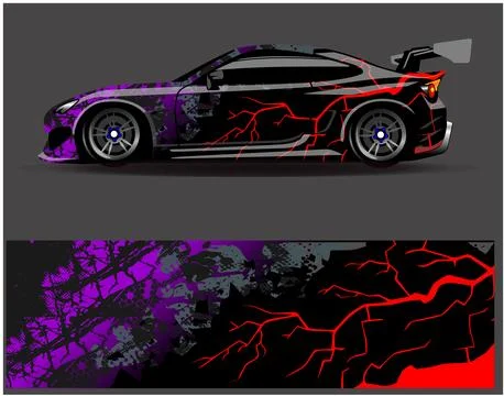 Car wrap design vector. Graphic abstract stripe racing background designs Stock Illustration