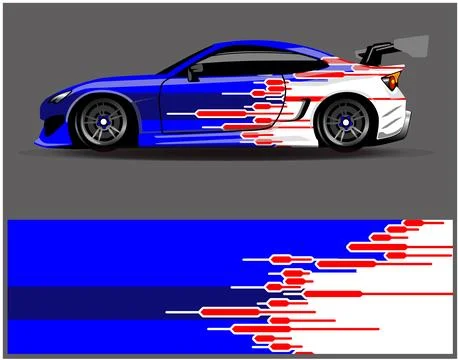 Car wrap design vector. Graphic abstract stripe racing background designs Stock Illustration