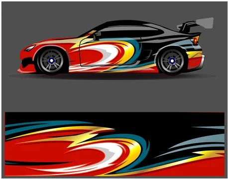 Car wrap design vector. Graphic abstract stripe racing background designs Stock Illustration