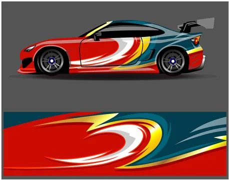 Car wrap design vector. Graphic abstract stripe racing background designs Stock Illustration