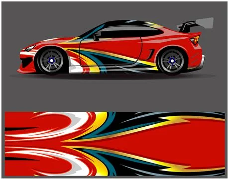 Car wrap design vector. Graphic abstract stripe racing background designs Stock Illustration