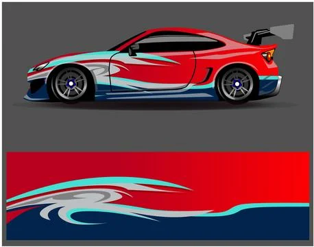 Car wrap design vector. Graphic abstract stripe racing background designs Stock Illustration