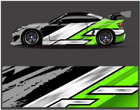 Car wrap design vector. Graphic abstract stripe racing background designs Illustrazione stock