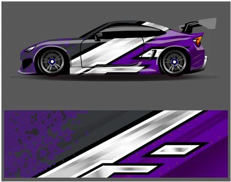 Car wrap design vector. Graphic abstract stripe racing background designs Stock Illustration