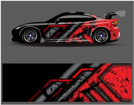Car wrap design vector. Graphic abstract stripe racing background designs Stock Illustration