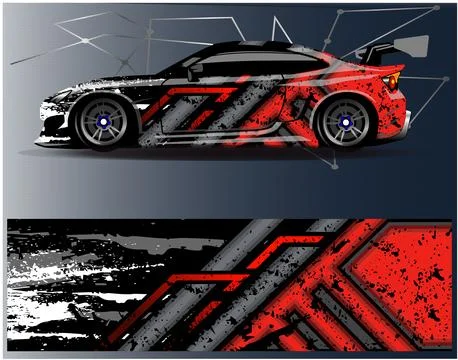 Car wrap design vector. Graphic abstract stripe racing background designs Stock Illustration
