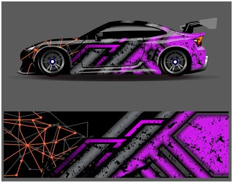 Car wrap design vector. Graphic abstract stripe racing background designs Stock Illustration