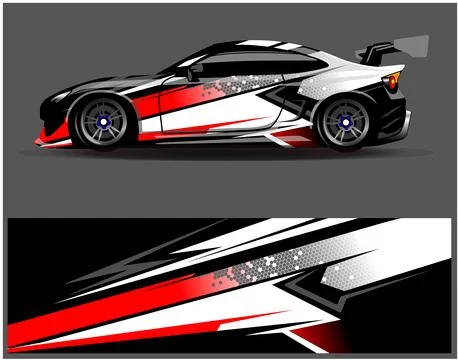 Car wrap design vector. Graphic abstract stripe racing background designs Stock Illustration