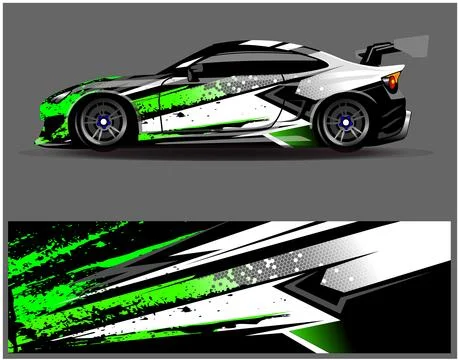 Car wrap design vector. Graphic abstract stripe racing background designs Stock Illustration