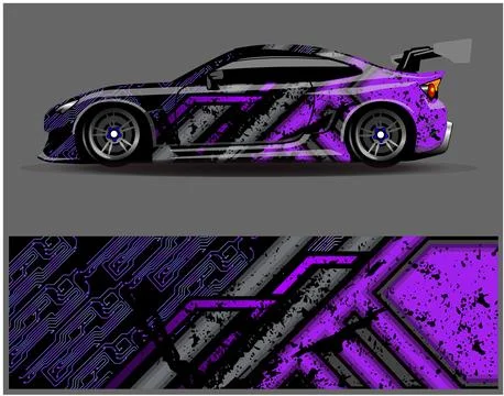 Car wrap design vector. Graphic abstract stripe racing background designs Stock Illustration