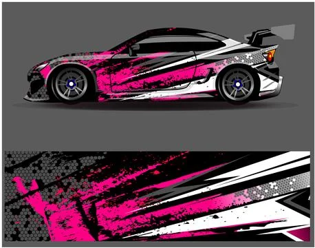 Car wrap design vector. Graphic abstract stripe racing background designs Stock Illustration