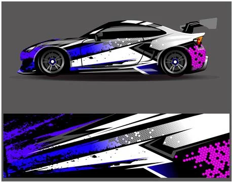 Car wrap design vector. Graphic abstract stripe racing background designs Stock Illustration