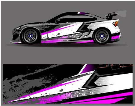 Car wrap design vector. Graphic abstract stripe racing background designs Stock Illustration