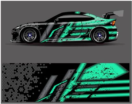 Car wrap design vector. Graphic abstract stripe racing background designs Stock Illustration