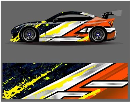 Car wrap design vector. Graphic abstract stripe racing background designs Stock Illustration