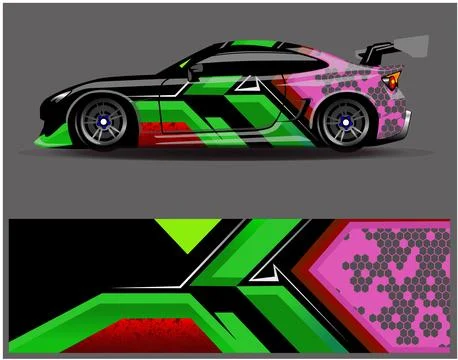 Car wrap design vector. Graphic abstract stripe racing background designs Stock Illustration