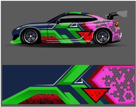 Car wrap design vector. Graphic abstract stripe racing background designs Stock Illustration