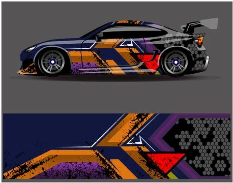 Car wrap design vector. Graphic abstract stripe racing background designs Stock Illustration