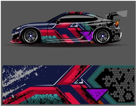 Car wrap design vector. Graphic abstract stripe racing background designs Stock Illustration