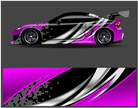 Car wrap design vector. Graphic abstract stripe racing background designs Stock Illustration