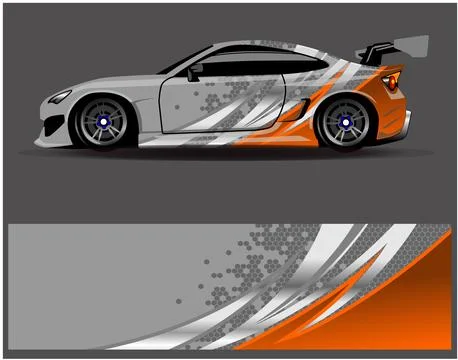 Car wrap design vector. Graphic abstract stripe racing background designs Stock Illustration