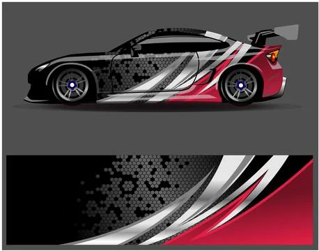 Car wrap design vector. Graphic abstract stripe racing background designs Stock Illustration