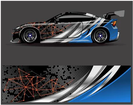 Car wrap design vector. Graphic abstract stripe racing background designs Stock Illustration