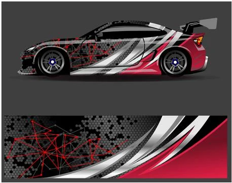 Car wrap design vector. Graphic abstract stripe racing background designs Stock Illustration