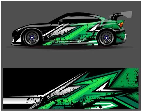 Car wrap design vector. Graphic abstract stripe racing background designs Illustrazione stock