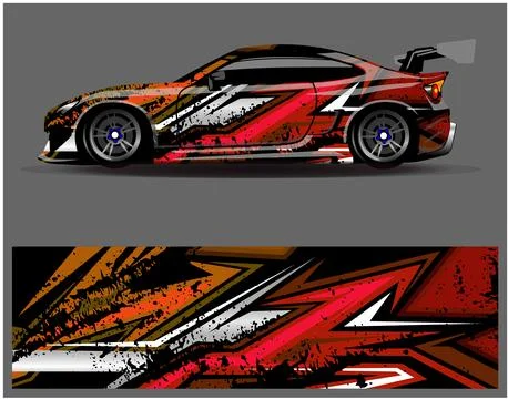 Car wrap design vector. Graphic abstract stripe racing background designs Stock Illustration