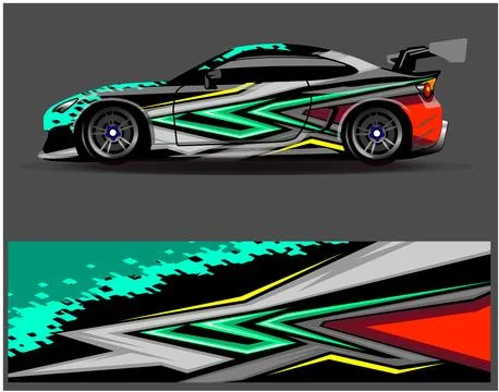 Car wrap design vector. Graphic abstract stripe racing background designs Stock Illustration